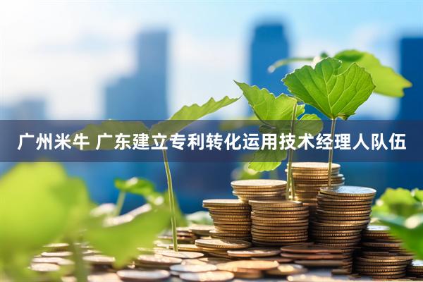 广州米牛 广东建立专利转化运用技术经理人队伍