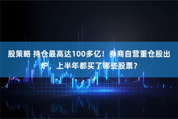 股策略 持仓最高达100多亿！券商自营重仓股出炉，上半年都买了哪些股票？